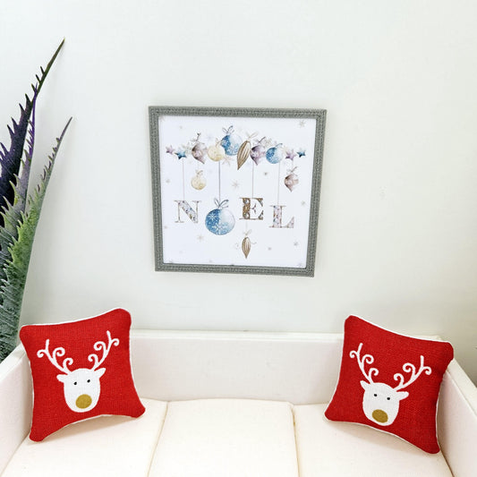 Dolls House Modern Framed Wall Art, Christmas Noel print, 12th scale, miniature wall picture for any room