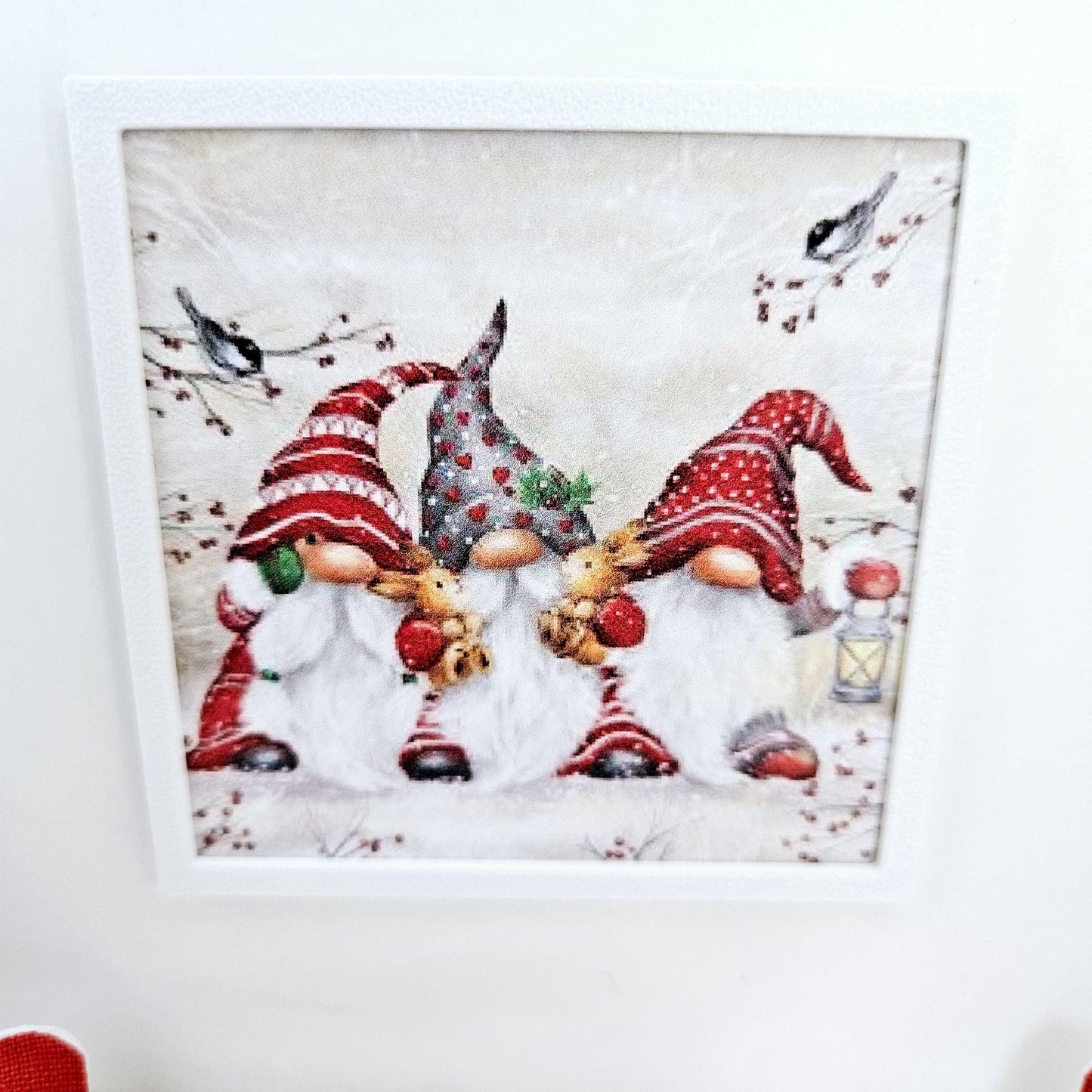 Dolls House Modern Framed Wall Art, Christmas Gonks print, 12th scale, miniature wall picture for any room