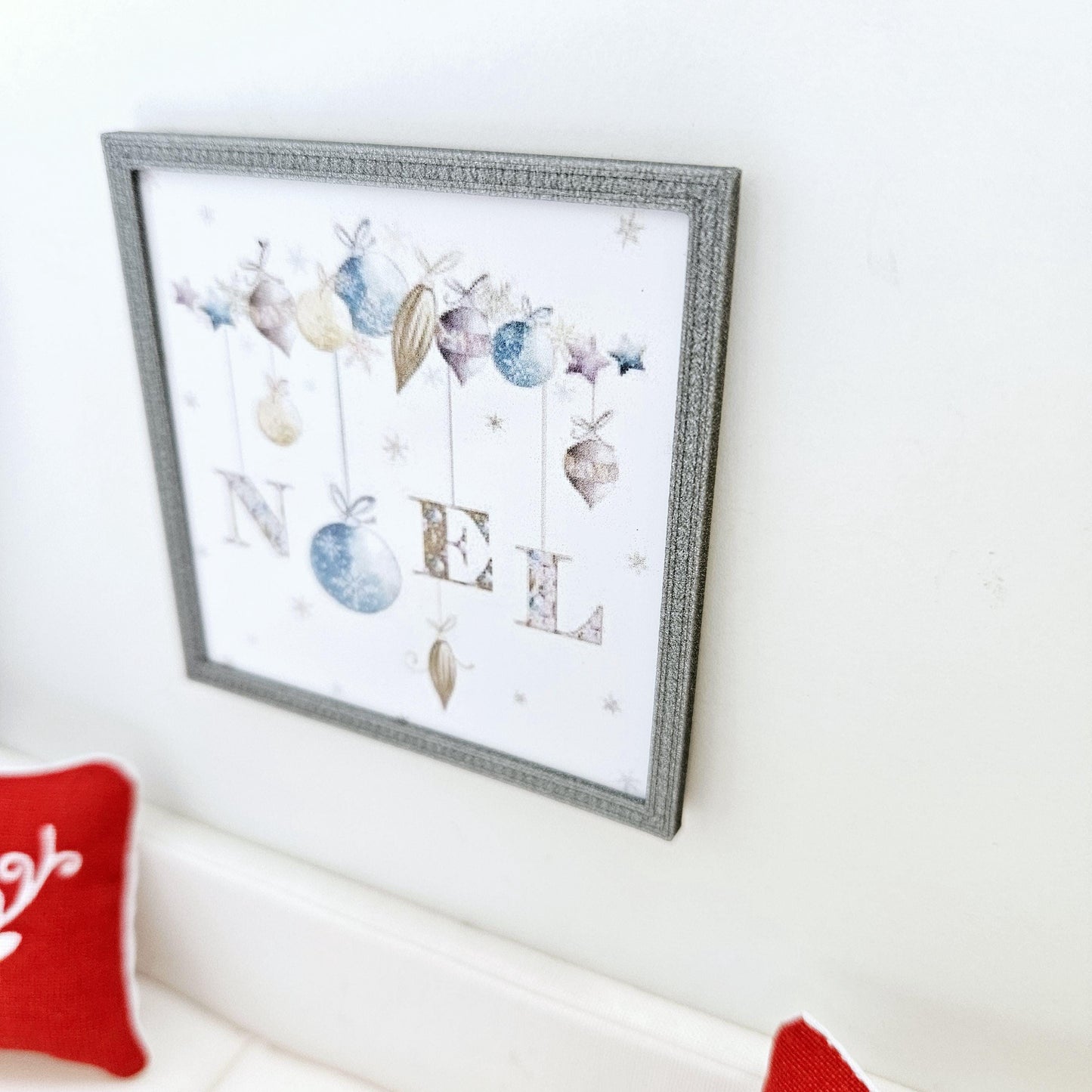 Dolls House Modern Framed Wall Art, Christmas Noel print, 12th scale, miniature wall picture for any room