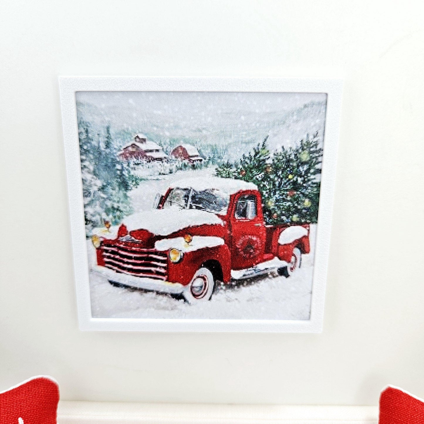 Dolls House Modern Framed Wall Art, Christmas Car print, 12th scale, miniature wall picture for any room