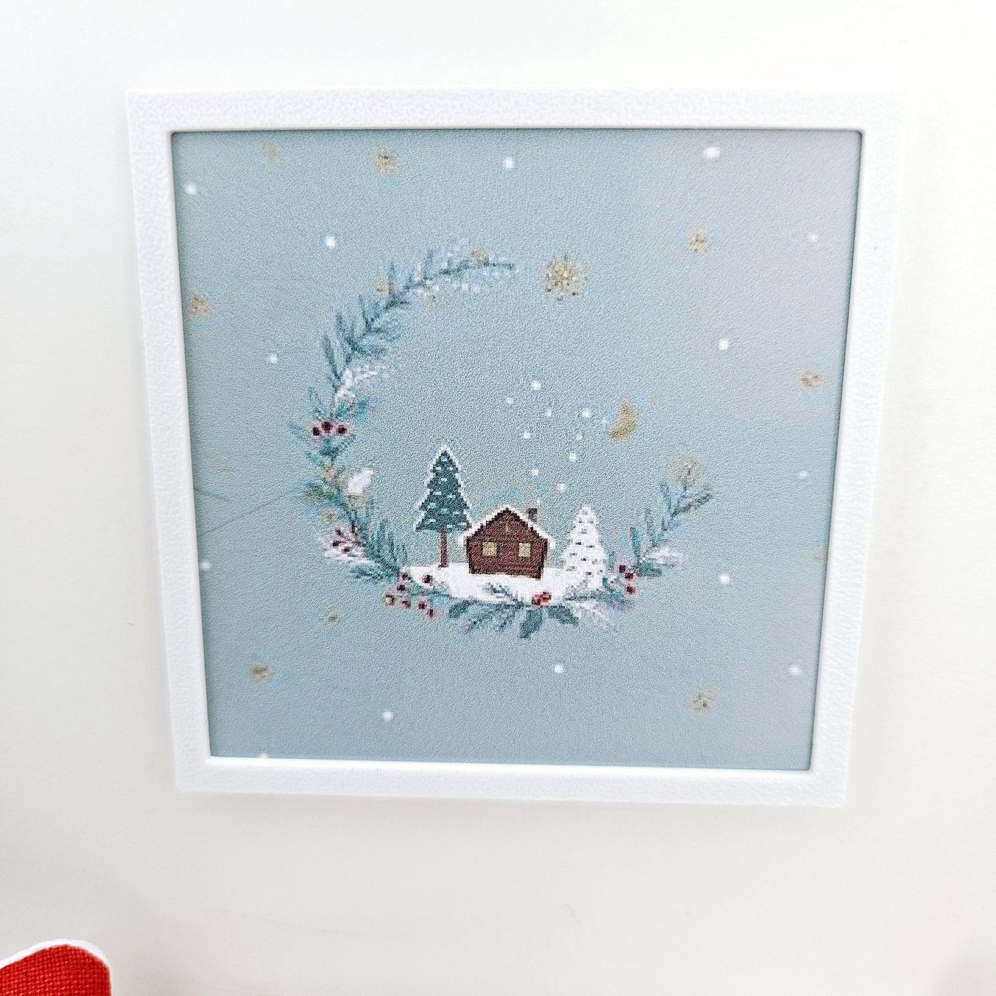 Dolls House Modern Framed Wall Art, Christmas House print, 12th scale, miniature wall picture for any room