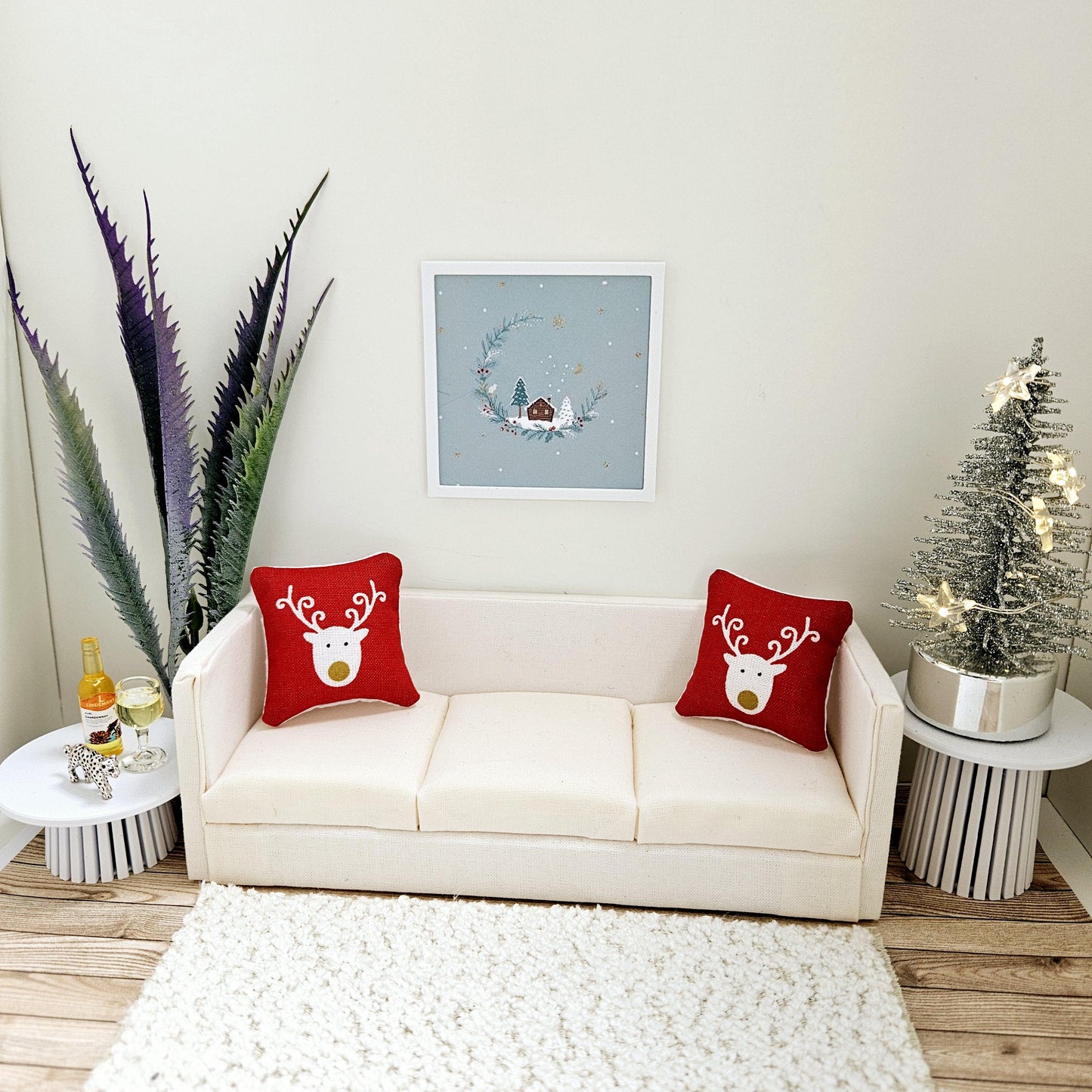Dolls House Modern Framed Wall Art, Christmas House print, 12th scale, miniature wall picture for any room
