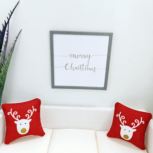 Dolls House Modern Framed Wall Art, Merry Christmas print, 12th scale, miniature wall picture for any room