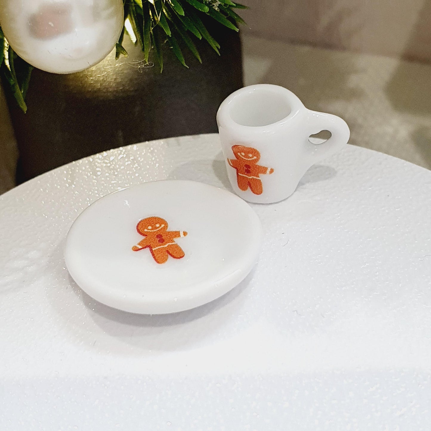 Dolls House Christmas Plate & Mug Set, Choice of Design, 12th Scale