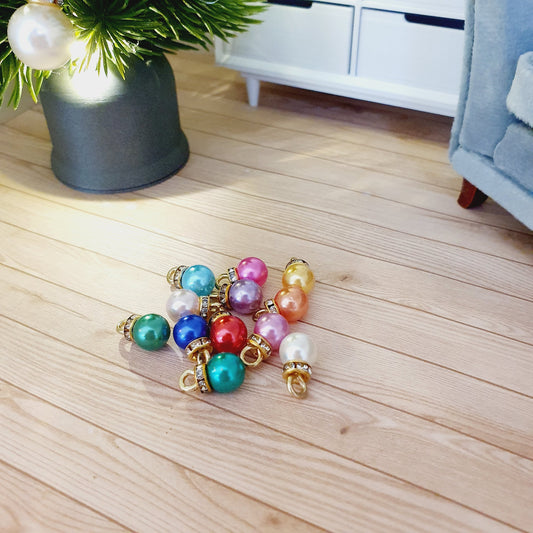 Dolls House Christmas Baubles, Mixed Colours, 12th Scale, Christmas tree decorations, miniature decorations