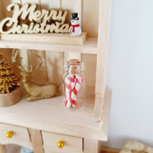 Dolls house Christmas Jar of Candy Canes, 12th Scale, Miniature Christmas, choice of colours