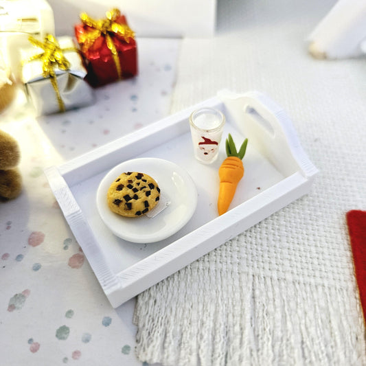 Dolls House Cute Christmas Eve Santa Tray 1:12th Scale Tray, Miniature Santa Tray