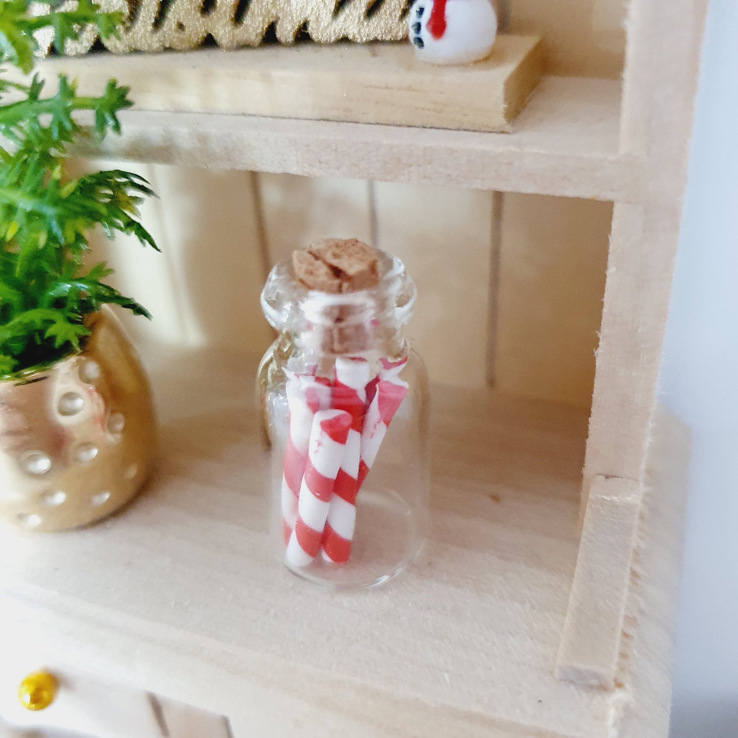 Dolls house Christmas Jar of Candy Canes, 12th Scale, Miniature Christmas, choice of colours