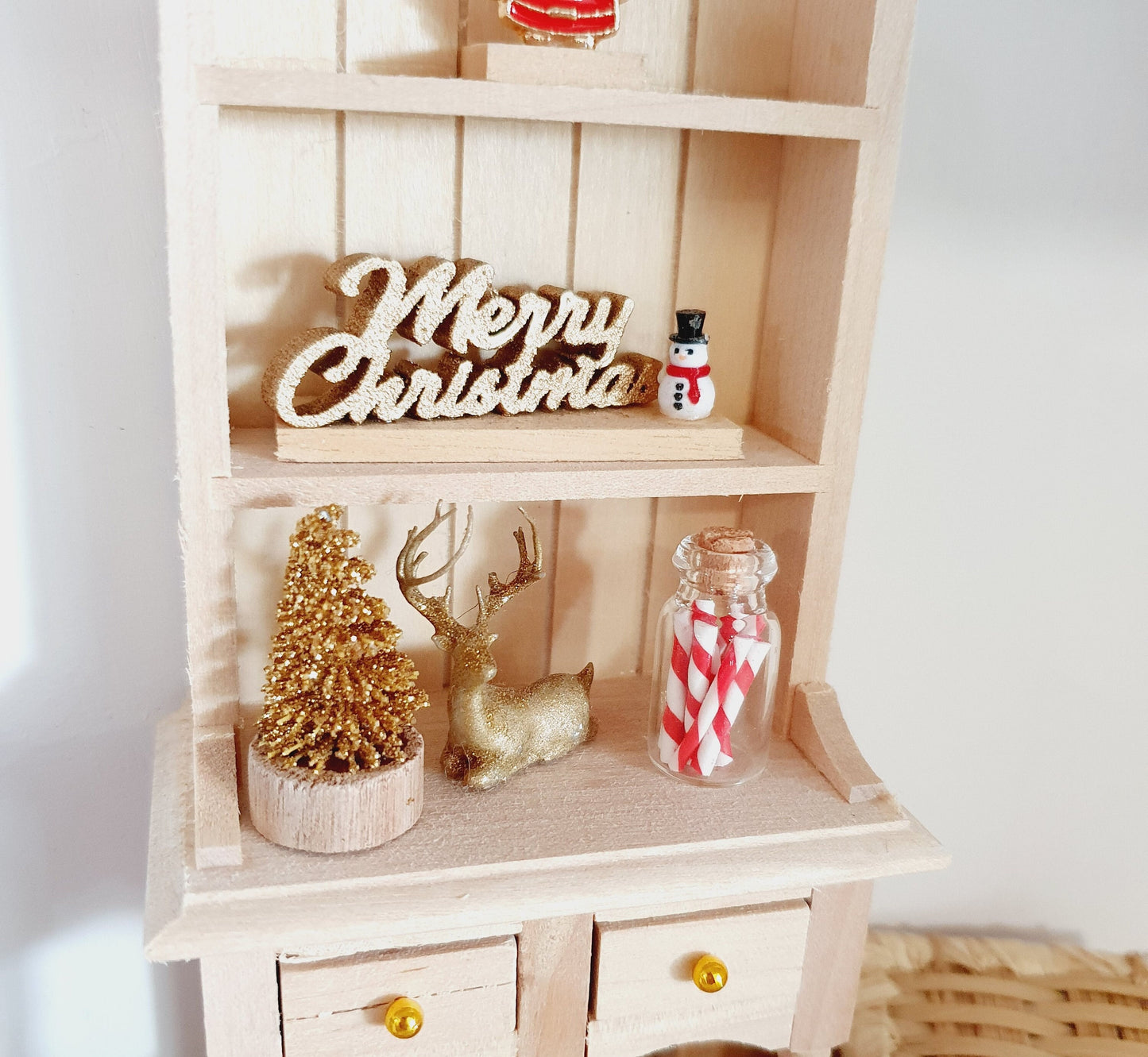 Dolls house Christmas Jar of Candy Canes, 12th Scale, Miniature Christmas, choice of colours