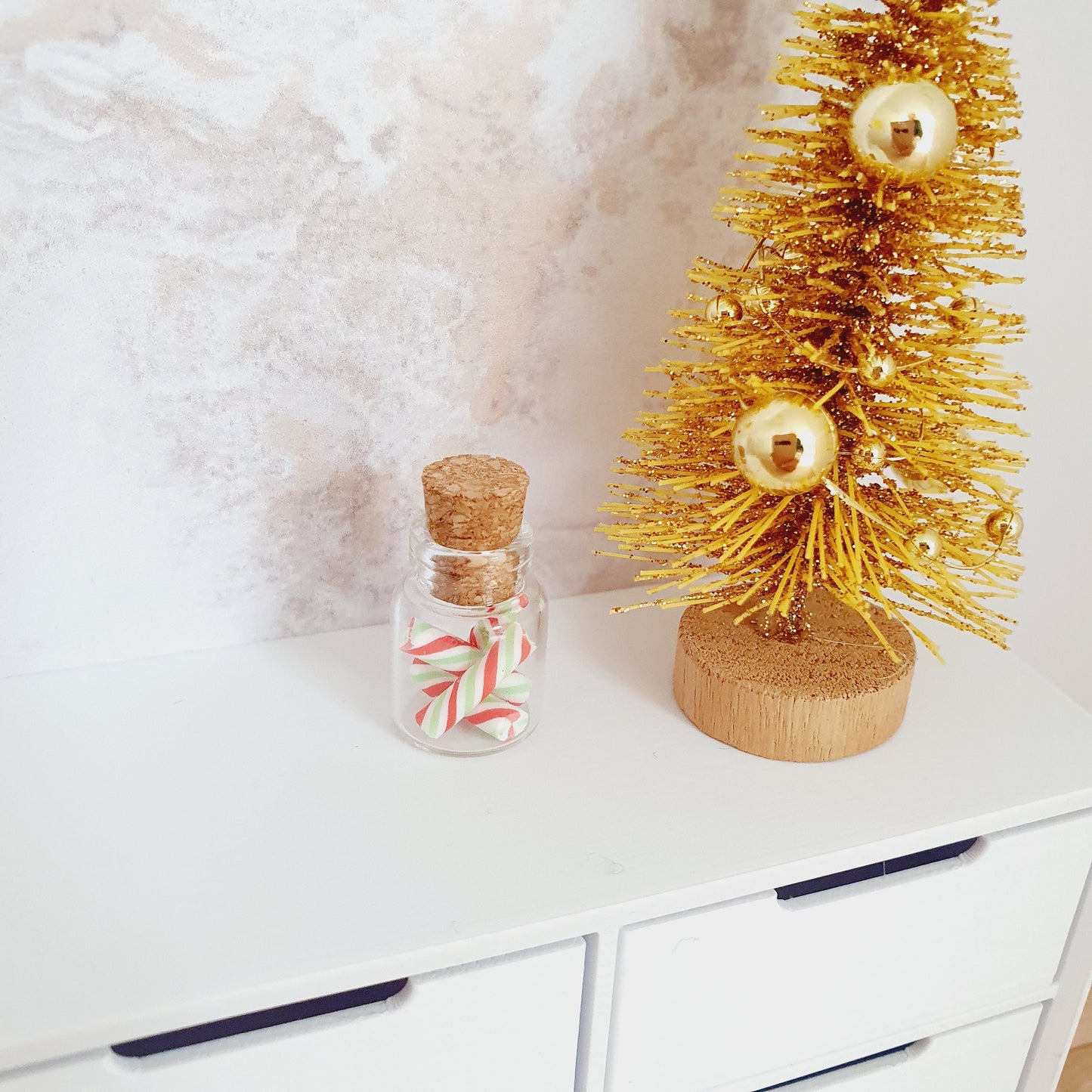Dolls house Christmas Jar of Candy Canes, 12th Scale, Miniature Christmas, choice of colours