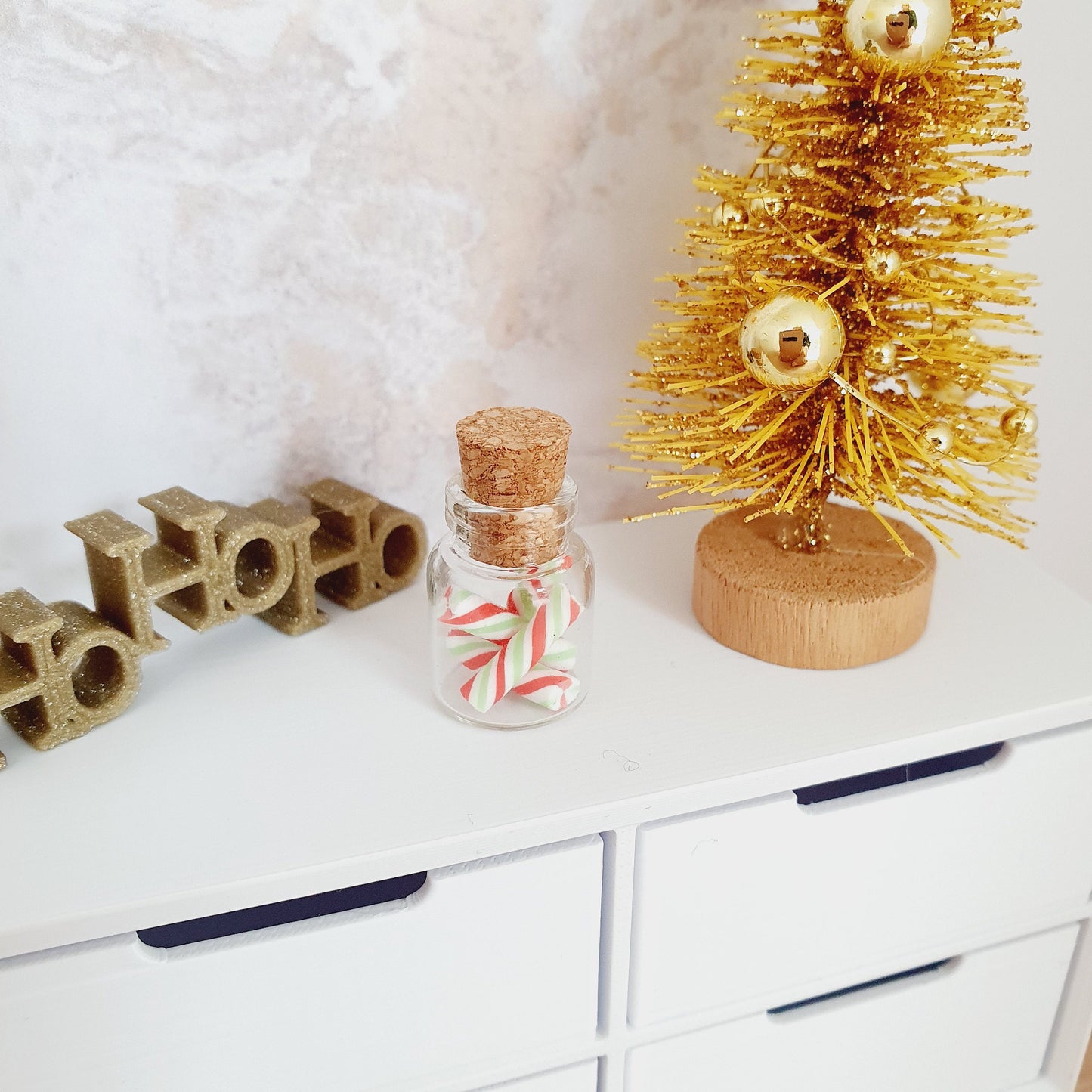 Dolls house Christmas Jar of Candy Canes, 12th Scale, Miniature Christmas, choice of colours