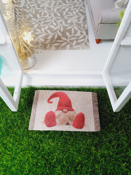 Dolls House Christmas Cute Fabric Door Mat,  1:12th Scale, Choice of Designs, Miniature mat