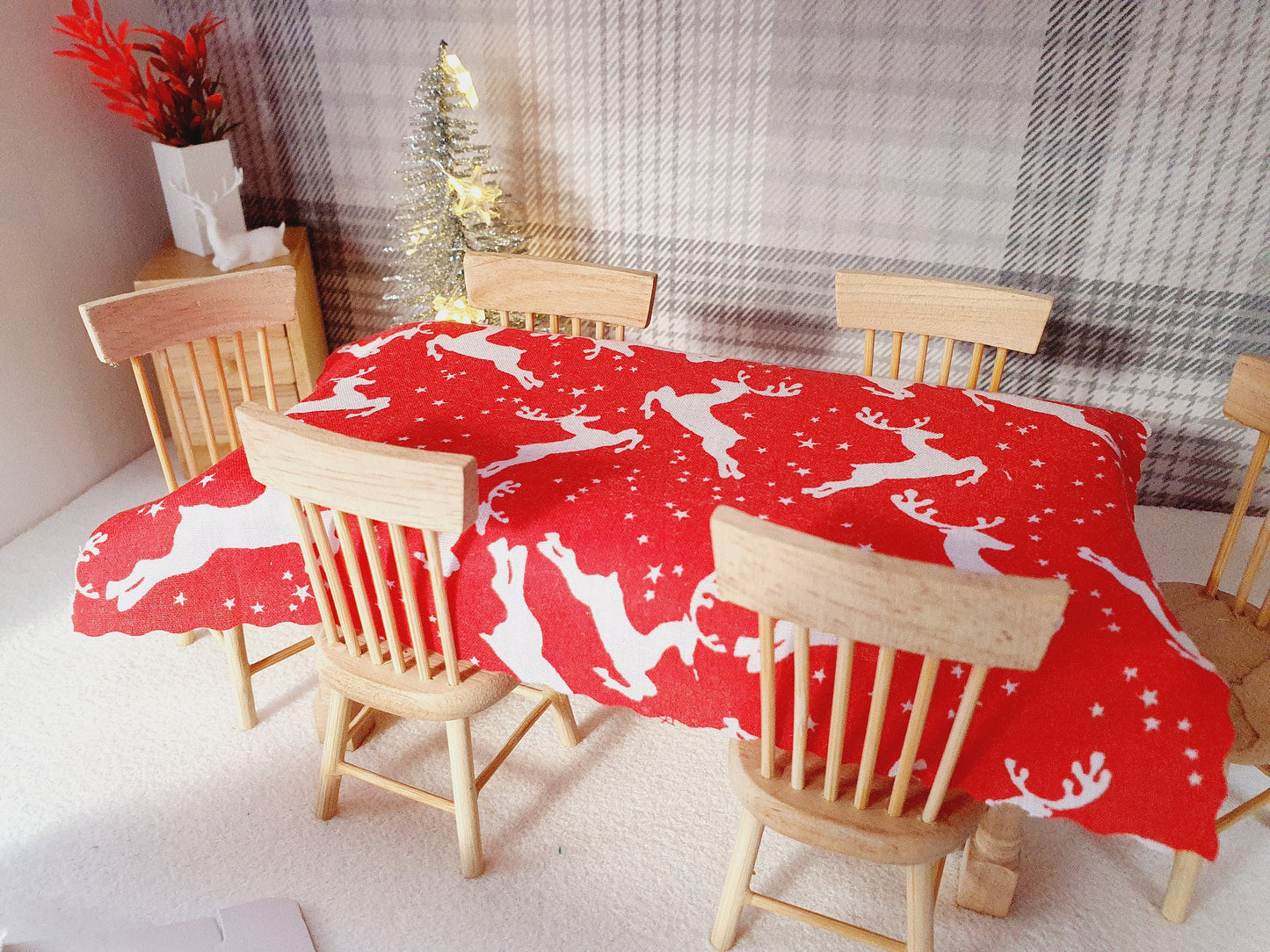 Dolls House Christmas Tablecloth, miniature tablecloth, Christmas Tablecloth, 12th scale