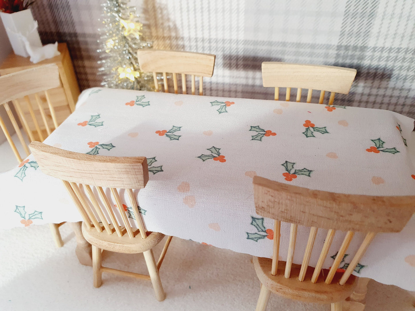 Dolls House Christmas Tablecloth, miniature tablecloth, Christmas Tablecloth, 12th scale