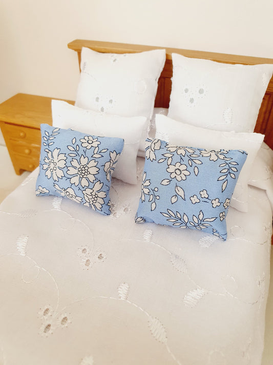 Dolls house 2x Floral Liberty Cushions, Choice of colours , 12th scale cushions, miniature cushions