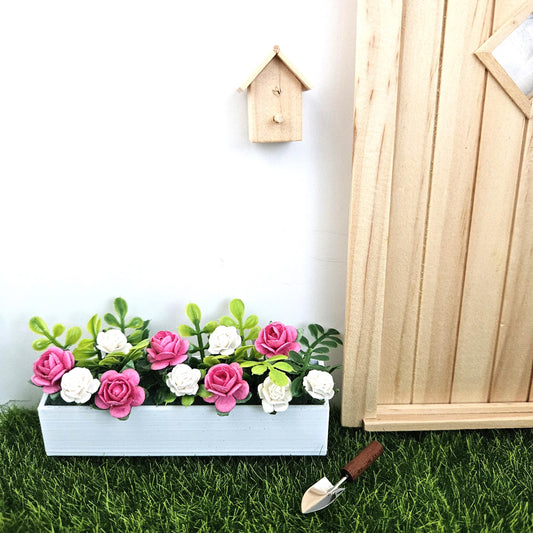 Dolls House Window flower planter/box, 12th scale window box, miniature roses