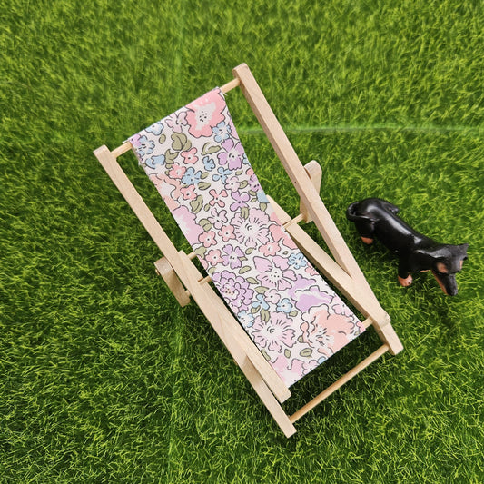 Dolls House Wooden Folding Deck Chair, Miniature, 12th Scale