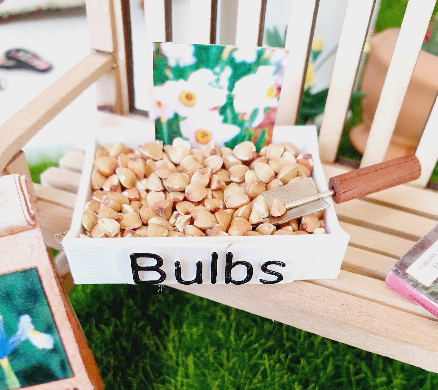 Dolls House Garden Bulb Tray complete with Miniature bulbs, Miniature garden, 12th Scale Garden