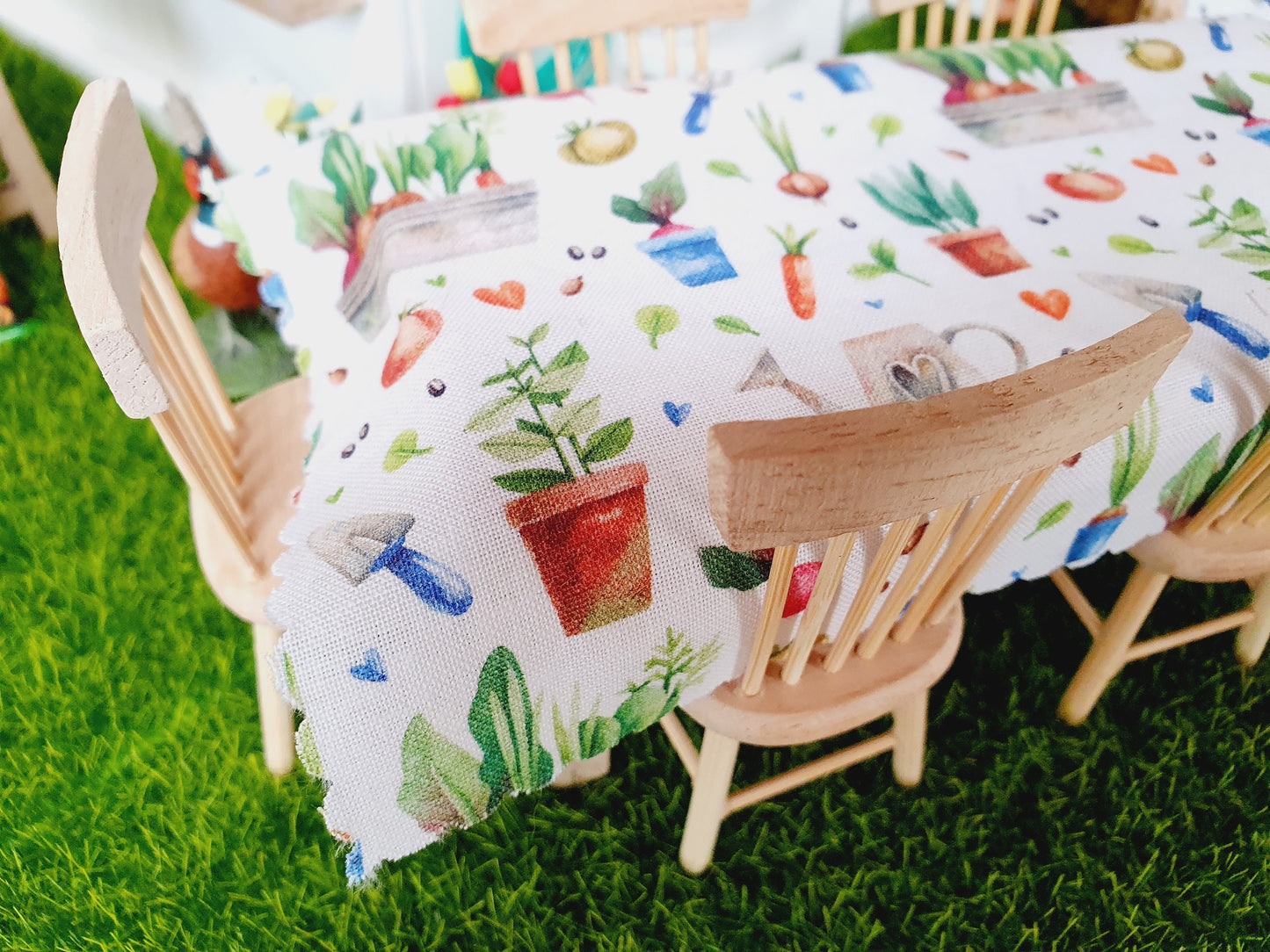 Dolls House Tablecloth, miniature tablecloth, Garden or  Kitchen Tablecloth, 12th scale