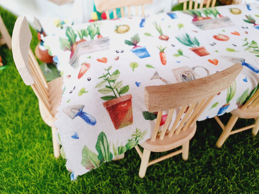 Dolls House Tablecloth, miniature tablecloth, Garden or  Kitchen Tablecloth, 12th scale