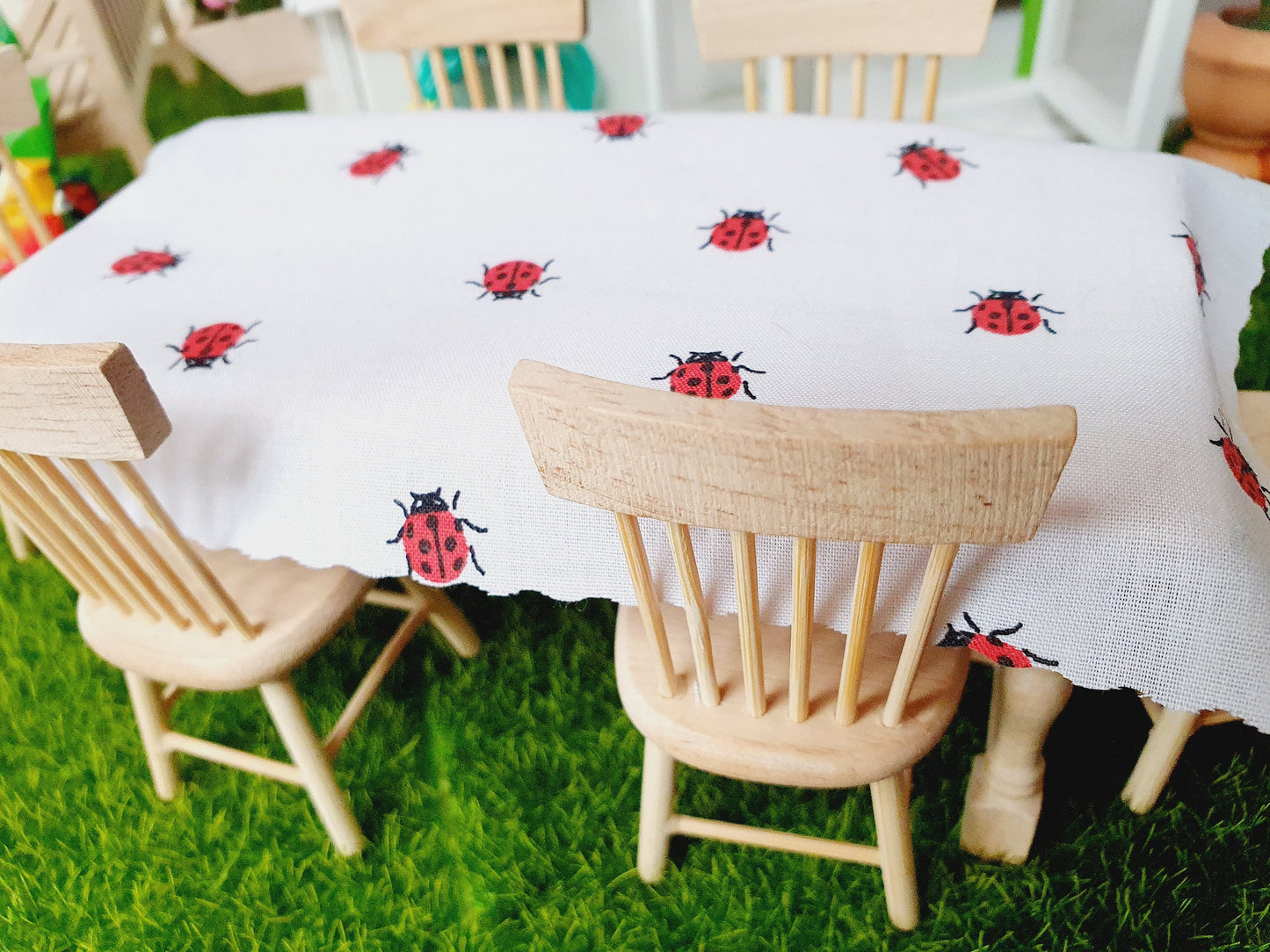 Dolls House Tablecloth, miniature tablecloth, Garden or  Kitchen Tablecloth, 12th scale