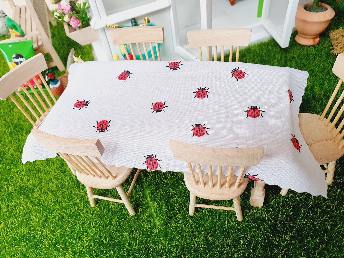 Dolls House Tablecloth, miniature tablecloth, Garden or  Kitchen Tablecloth, 12th scale