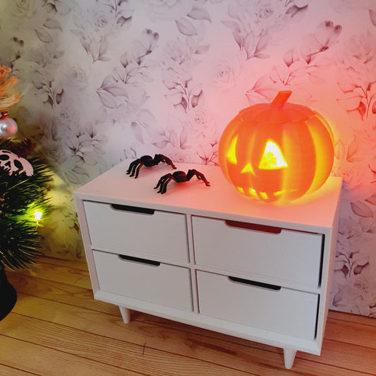 Dolls House Light up Pumpkin, Orange or white 12th scale pumpkin, Halloween pumpkin, miniature