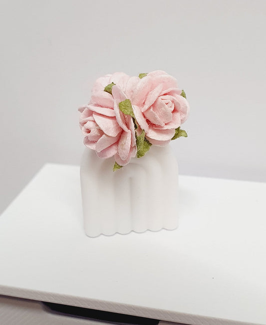 Dolls House Lovely Coloured Rainbow Plant Pot with Coloured roses  1:12th Scale, Miniature Pot