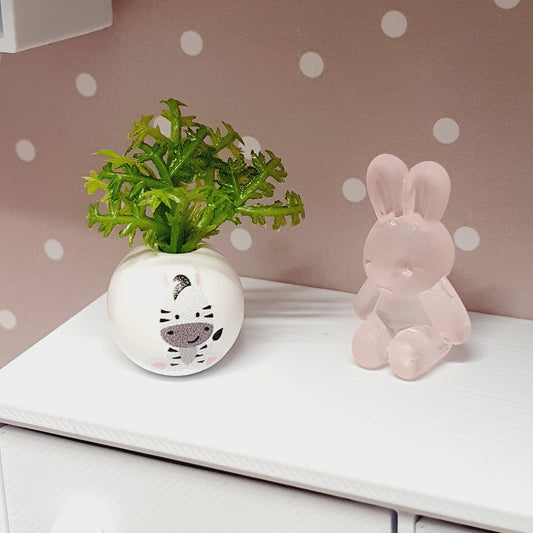 Dolls House Nursery Animal Plant Pot with Plant  1:12th Scale, Miniature