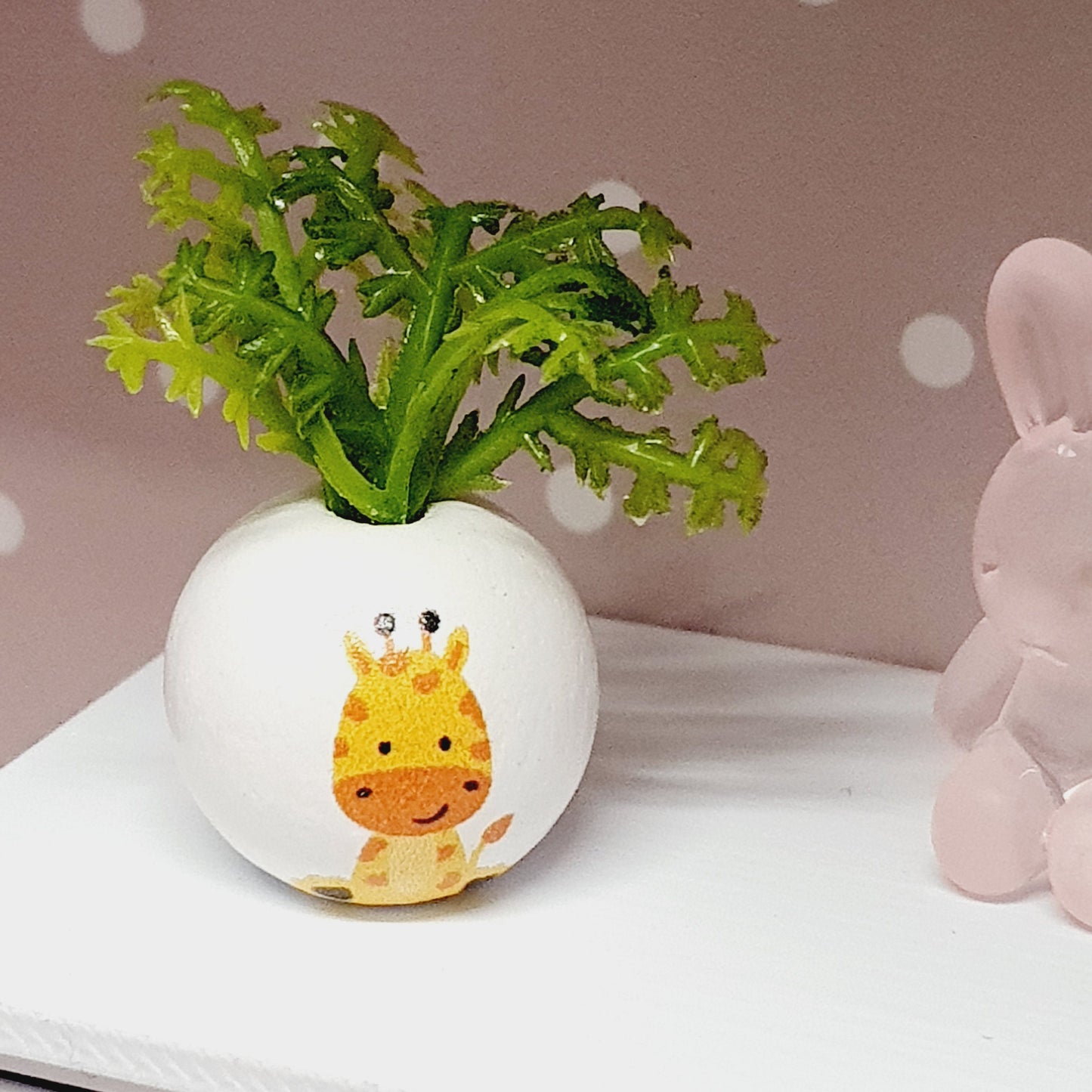Dolls House Nursery Animal Plant Pot with Plant  1:12th Scale, Miniature