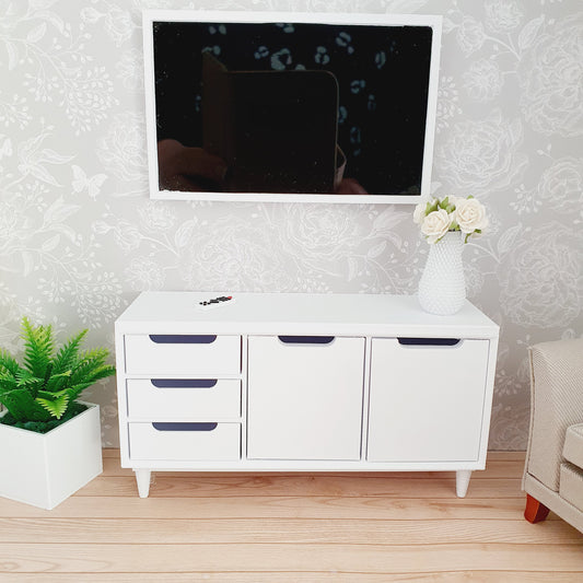 Dolls House Modern Sideboard | 3 Drawers & Double Cupboard | Choice of Colours | 1:12 Scale Miniature