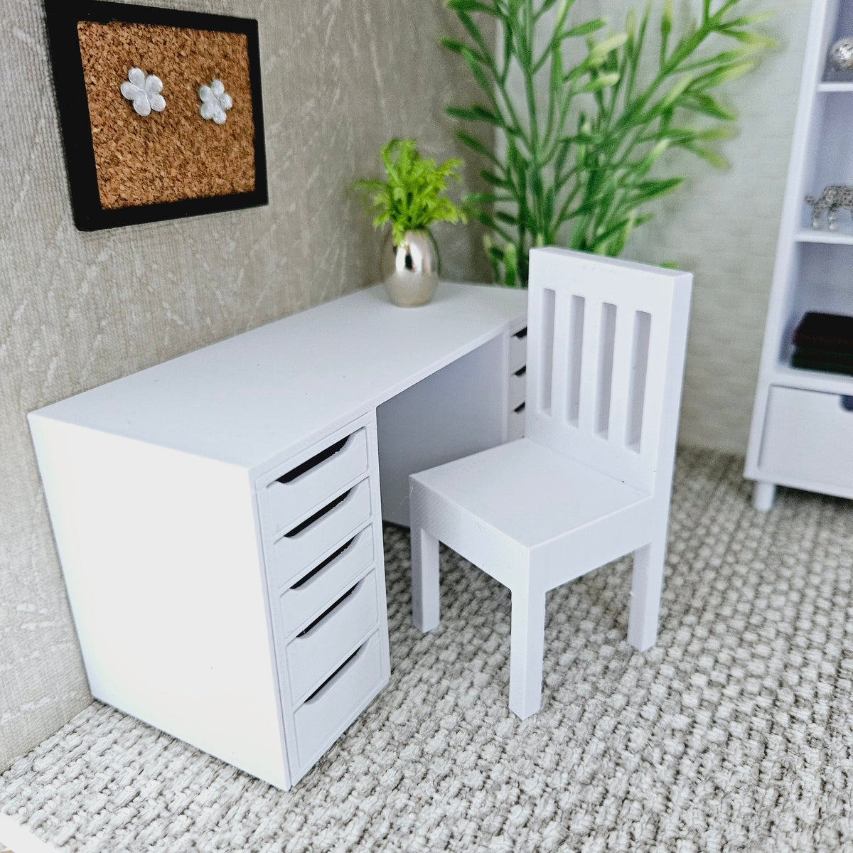 Dolls House Desk, Miniature Study Desk, Dollhouse Furniture, Mini Desk Decor, Dollhouse Accessory, 12th Scale Desk (DESK2)