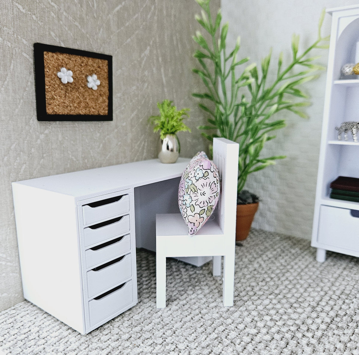 Dolls House Desk, Miniature Study Desk, Dollhouse Furniture, Mini Desk Decor, Dollhouse Accessory, 12th Scale Desk (DESK2)