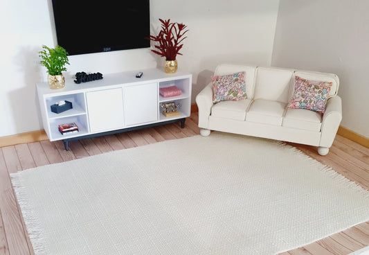 Dolls House Large Off White Rug  1:12th Scale, Miniature Rug (RUG-EX)