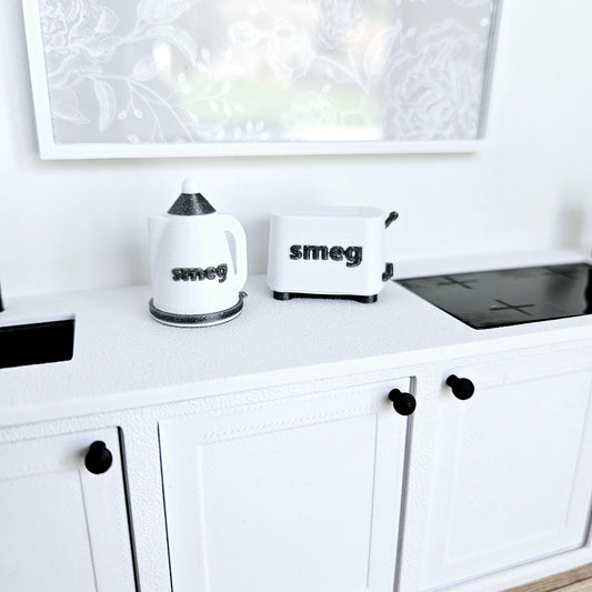 Dolls House Modern Smeg Kettle  & Toaster Set, Miniature Kettle, Choice of colours, Miniature Toaster, 12th scale