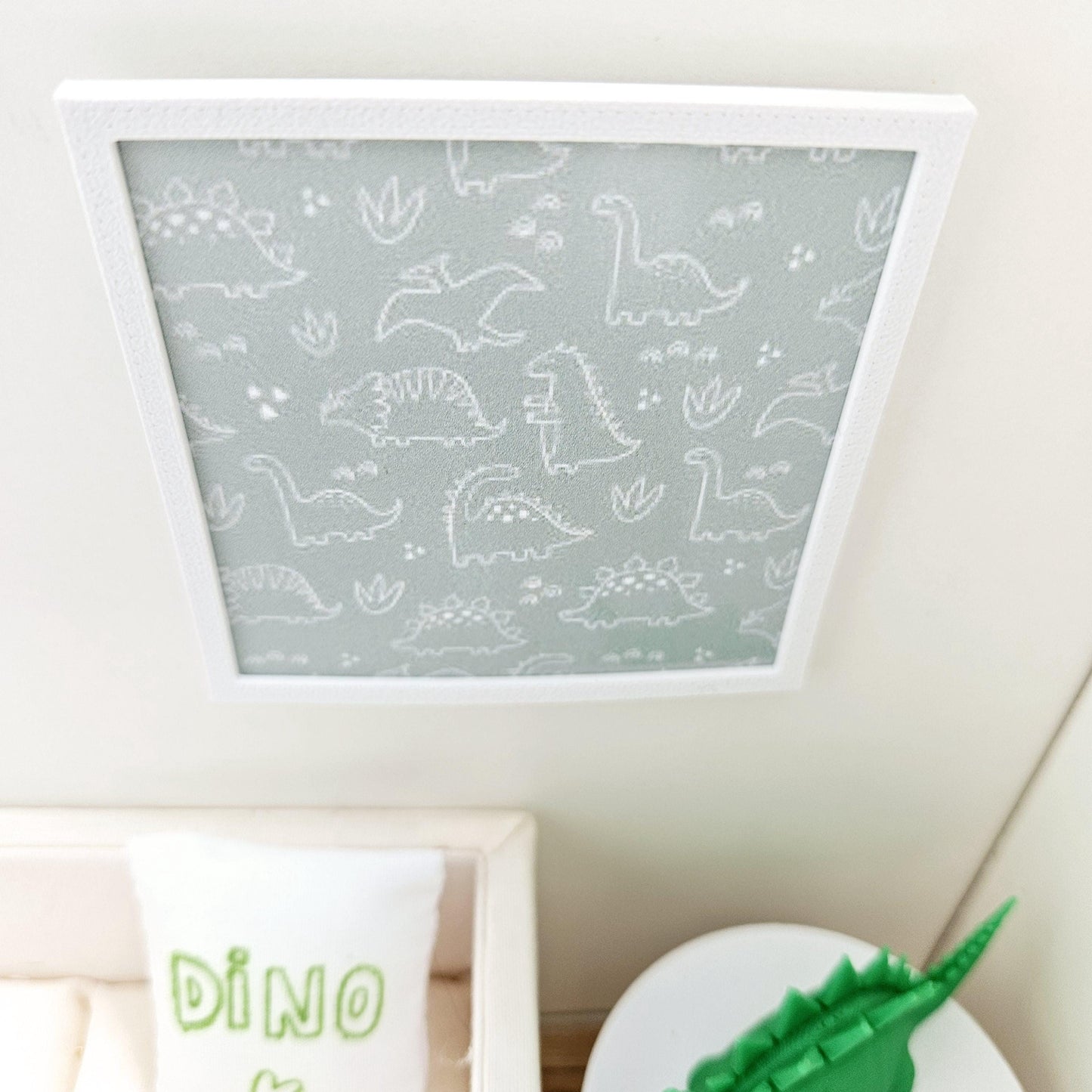 Dolls House Modern Framed Wall Art, Dinosaur picture, 12th scale, miniature wall picture, Nursery wall art