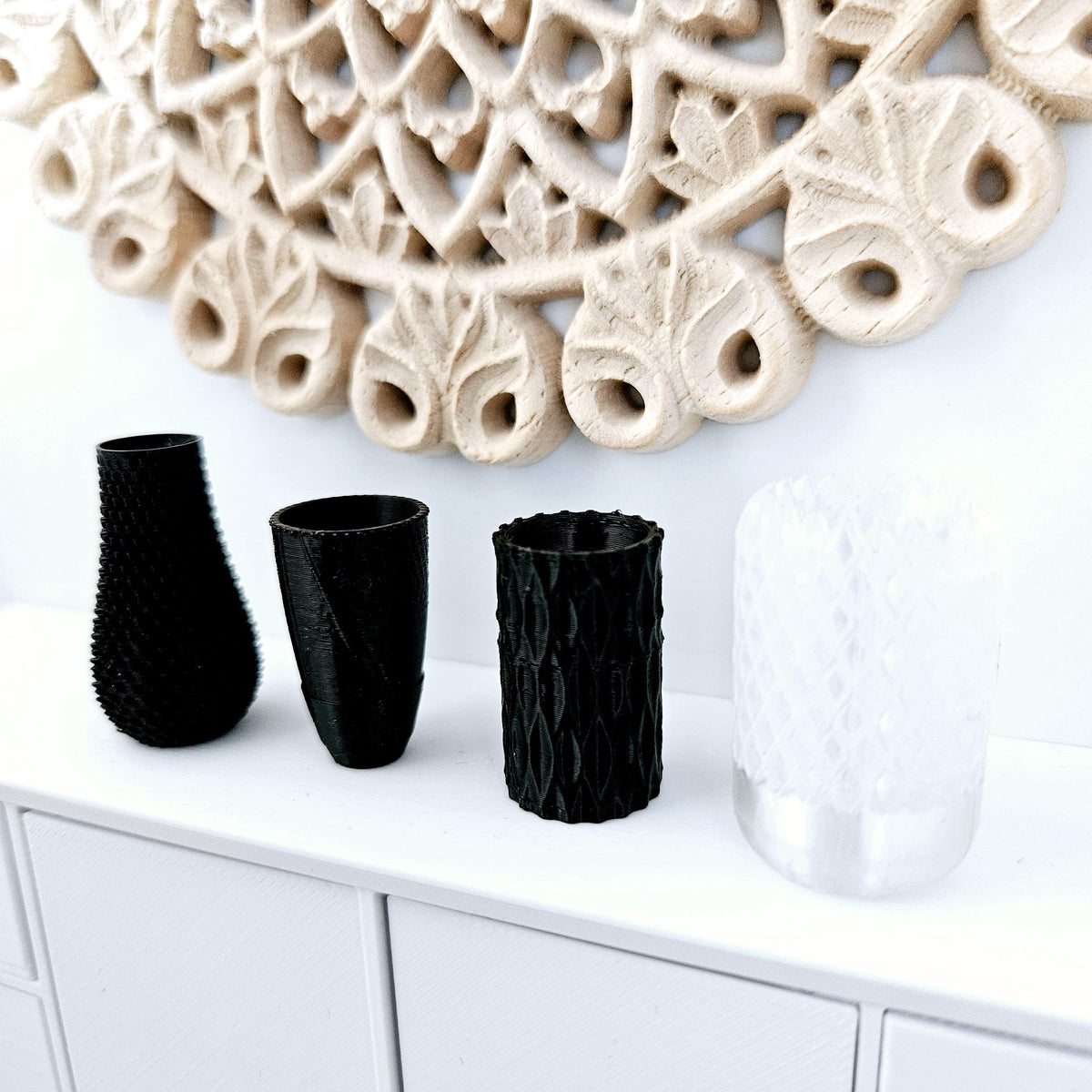 Dolls House Coloured Vases, Set of 4, Miniature vases, 12th Scale