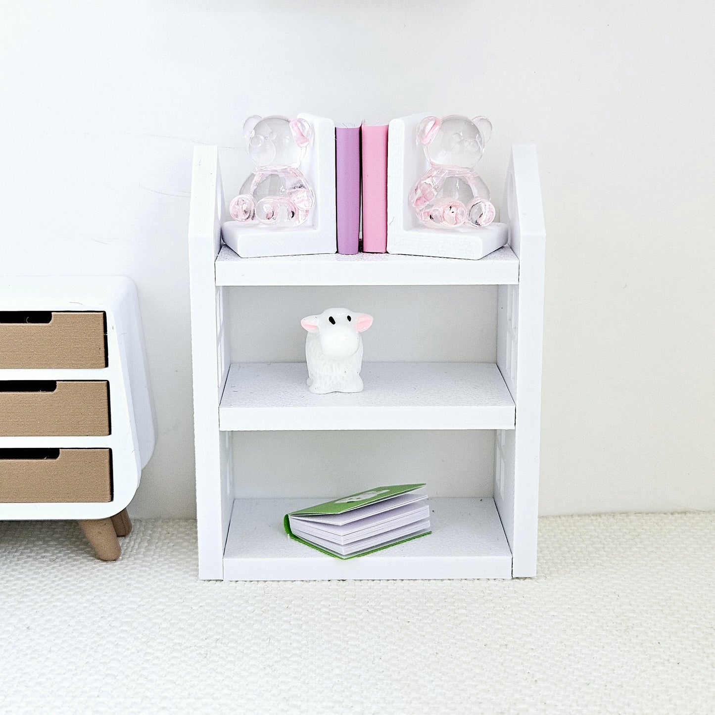 Dolls House Bookcase, choice of colours, miniature bookcase, 12th scale, perfect for a child's bedroom