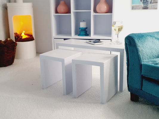 Dolls House Long John Table with 2 Smaller Tables, 1:12th Scale, Miniature Coffee Table (LONGJ1)