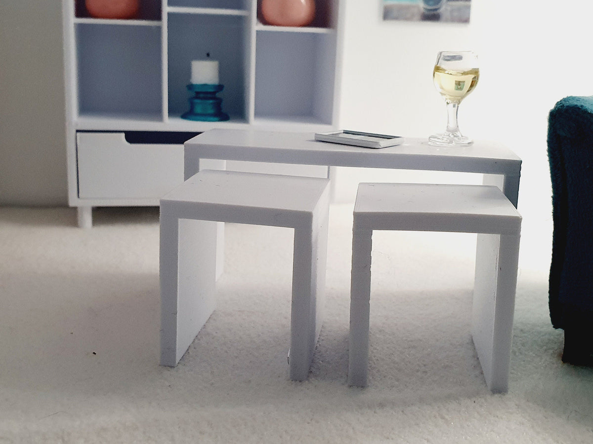 Dolls House Long John Table with 2 Smaller Tables, 1:12th Scale, Miniature Coffee Table (LONGJ1)