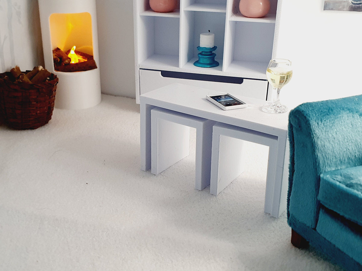 Dolls House Long John Table with 2 Smaller Tables, 1:12th Scale, Miniature Coffee Table (LONGJ1)
