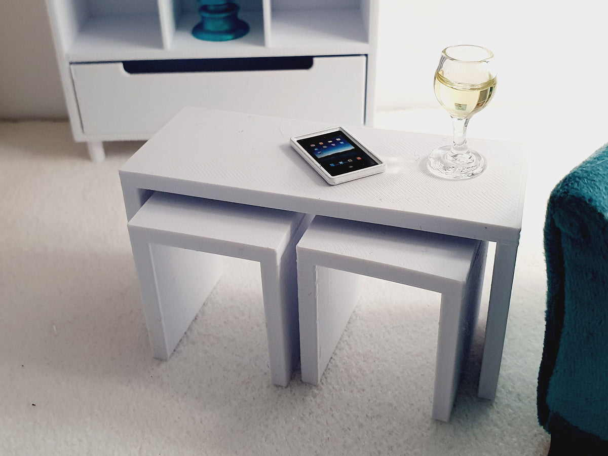 Dolls House Long John Table with 2 Smaller Tables, 1:12th Scale, Miniature Coffee Table (LONGJ1)