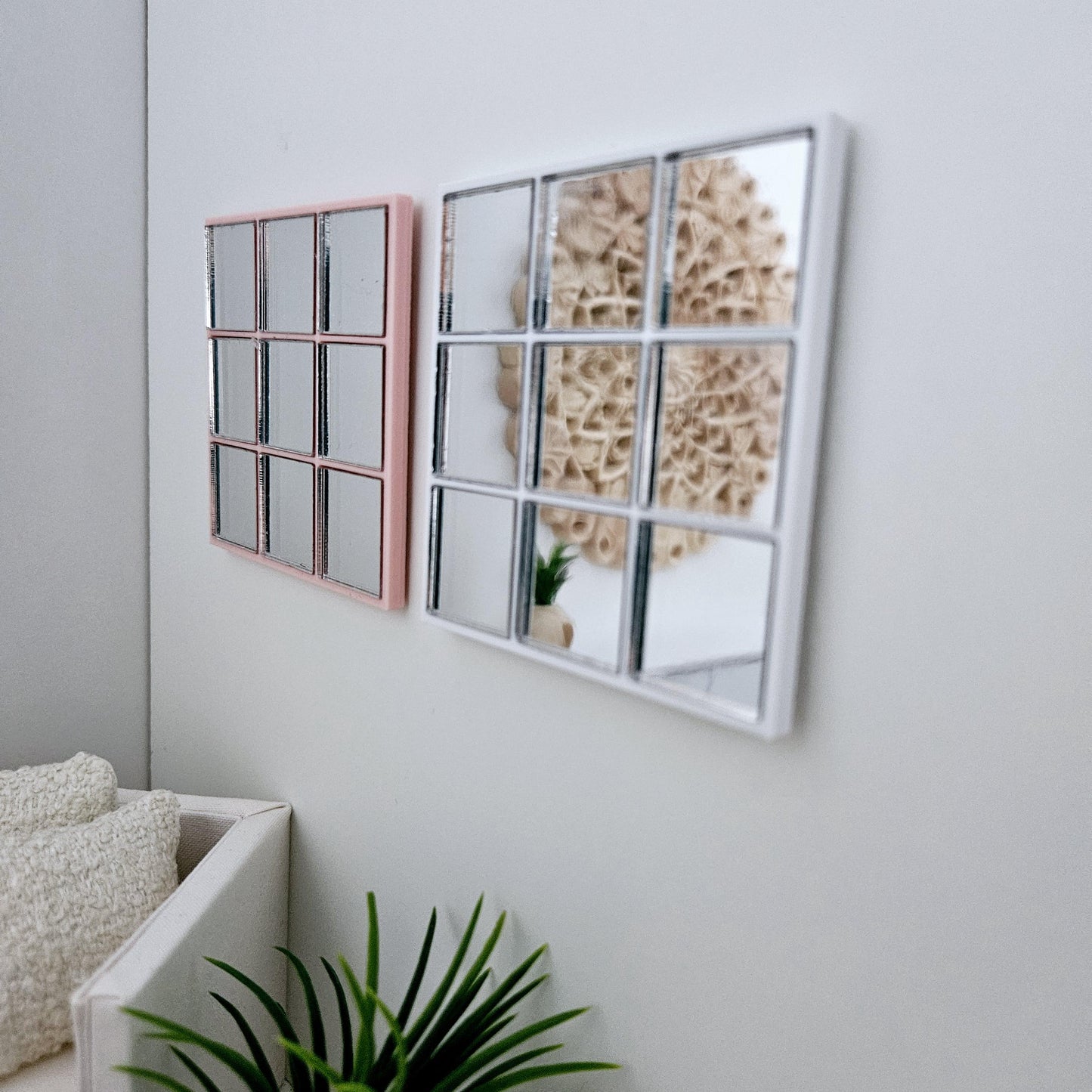Dolls House Modern Square Mirror, Miniature Mirror, 12th Scale Mirror