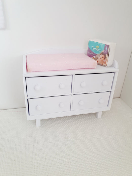 Dolls House Coloured Modern Baby Changing Table, Choice of Colours 1:12th Scale, Miniature (UN-6)