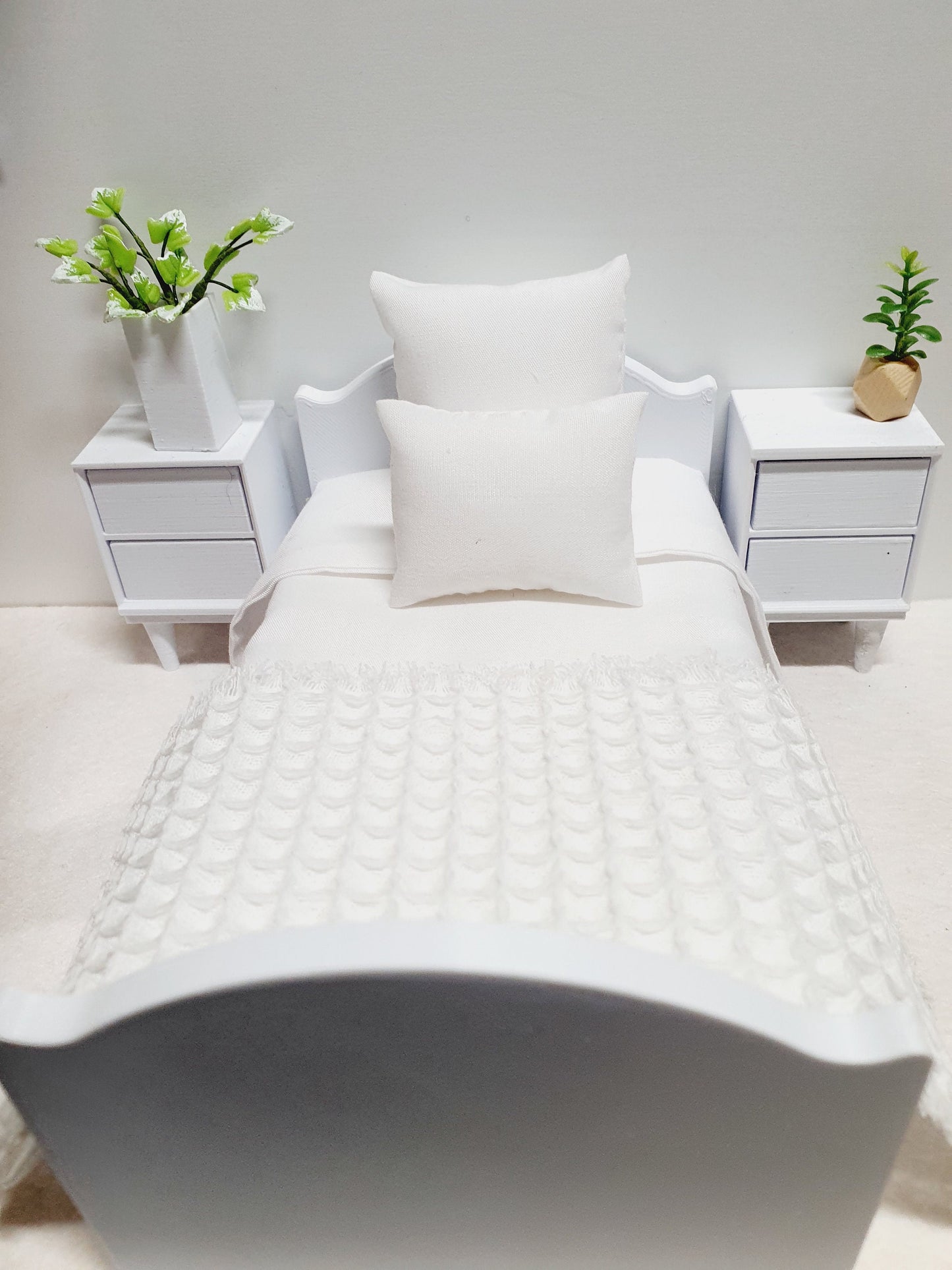 Dolls House Pretty Junior Waffle Throw, choice of colours, 12th scale, miniature junior throw