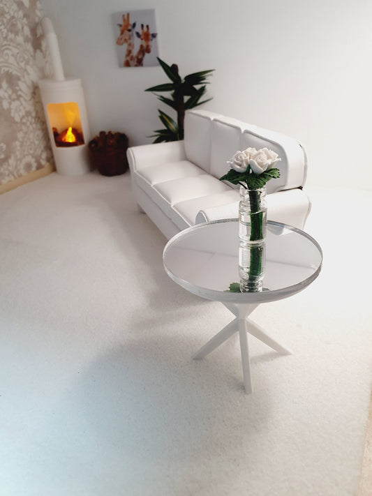 Dolls House Mirrored SideTable, 1:12th Scale, Choice of Leg Colours, Miniature Side Table