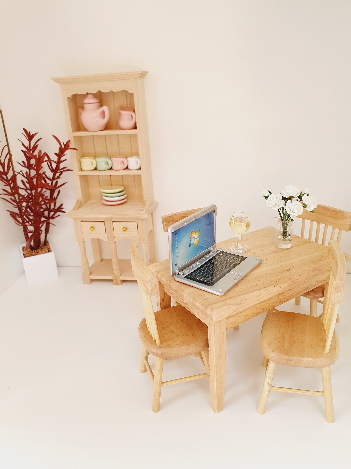 Dolls House Wooden Farmhouse Dresser, Miniature Furniture, Dollhouse Accessories, Tiny Furniture, Rustic Decor (DR2)