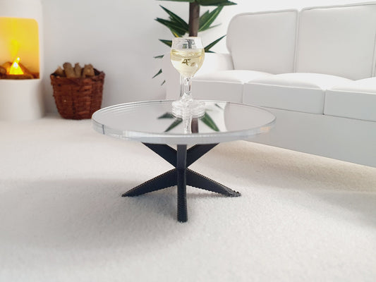 Dolls House Modern Mirrored Coffee Table, 1:12 Scale, Choice of Leg Colours, Miniature Coffee Table