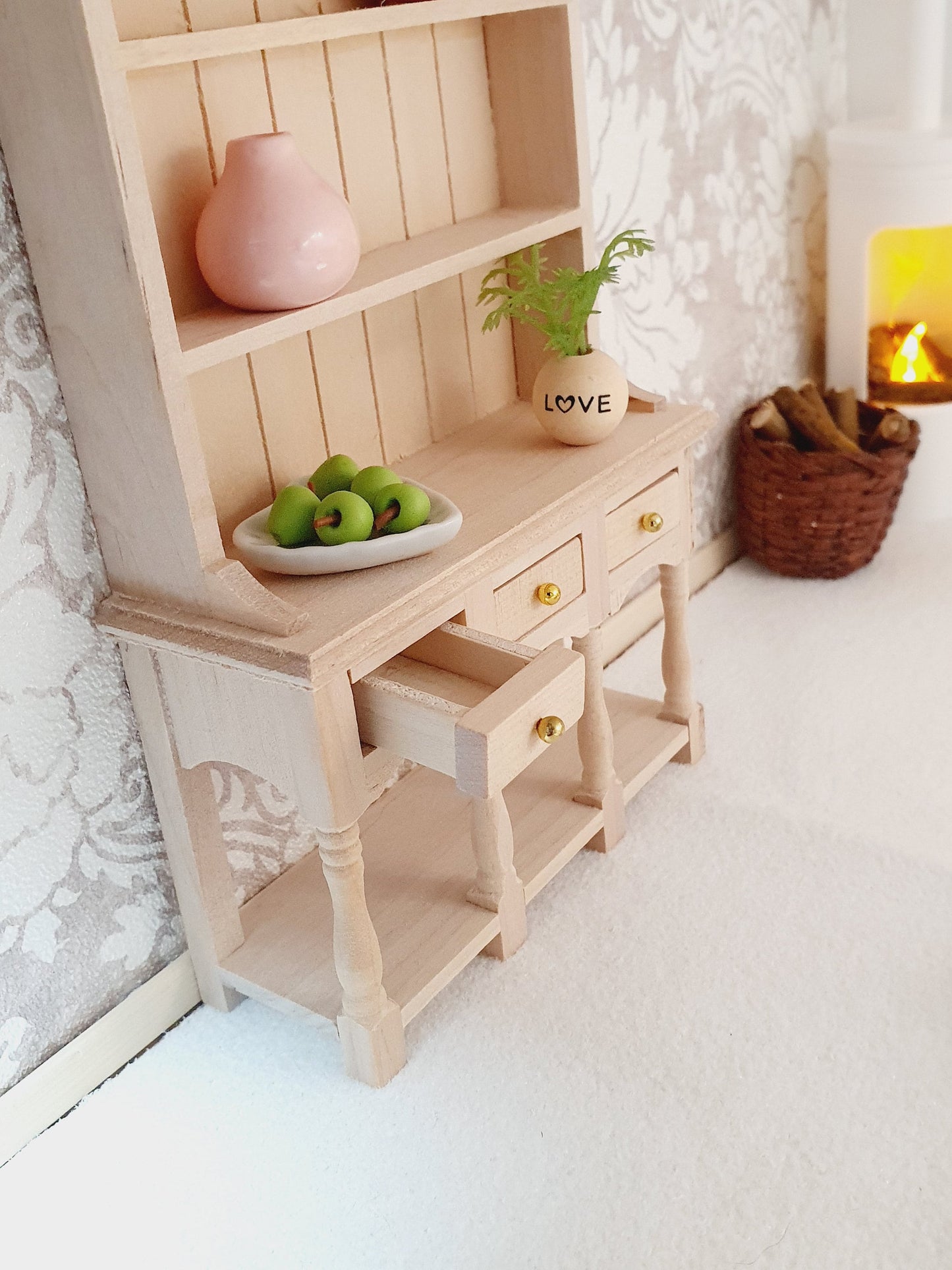 Dolls House Modern Wooden Dresser with 3 opening drawers  1:12th Scale, Miniature (DR1)