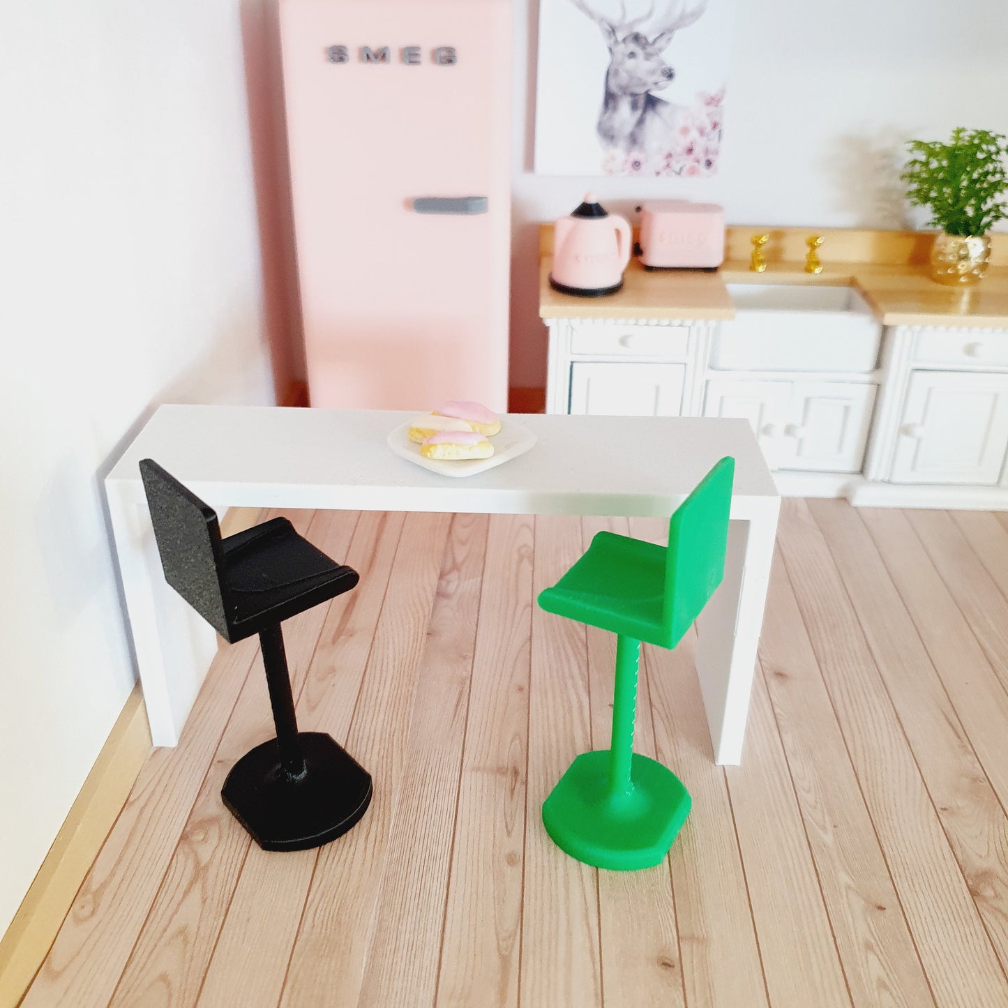 Dolls House Modern Bar Stool, Choice of Colours  1:12th Scale, Miniature Bar Stool (K-BS)
